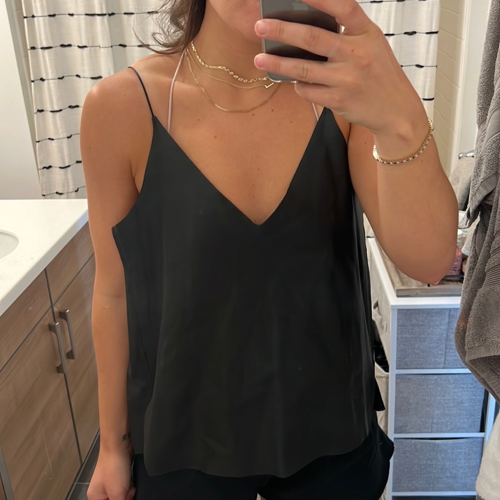 ZARA Black Leather Tank Top Blouse